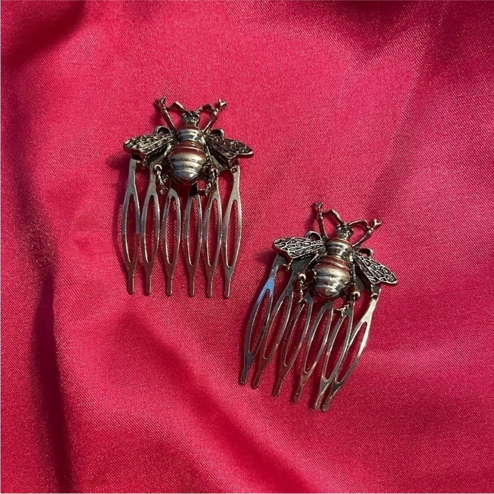 Bumblebee Combs Brushed Gold Hair Accessories Set of 2.